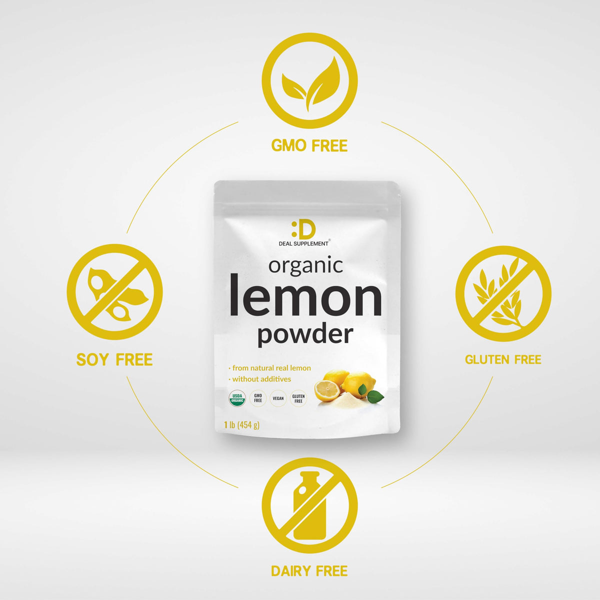 Poudre de citron bio DEAL SUPPLEMENT 472g en utilisation dans un smoothie