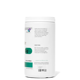 Poudre de clinoptilolite zeolite en pot ouvert montrant la texture
