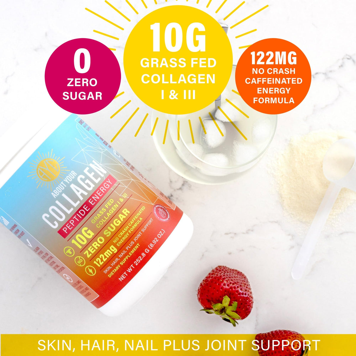 Poudre de collagène ABOUT YOUR COLLAGEN sur une cuillère