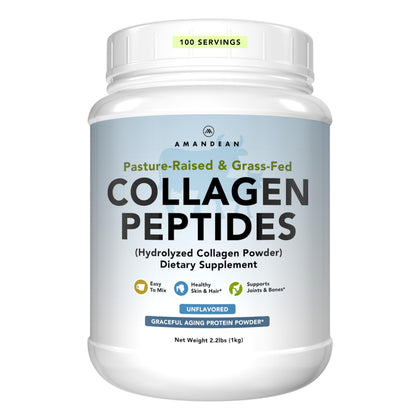 Poudre de collagène AMANDEAN 1kg vue avant avec emballage