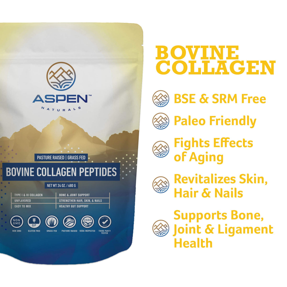Poudre de collagène ASPEN NATURALS mélangée dans un smoothie