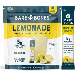 Poudre de collagène au citron Bare Bones dans un stick pack