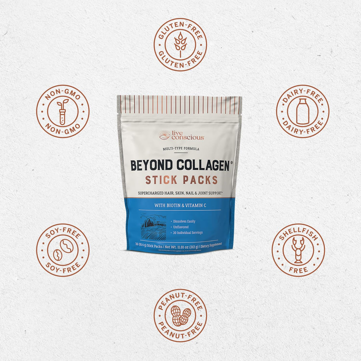 Poudre de collagène Beyond Live Conscious mélange en sachet