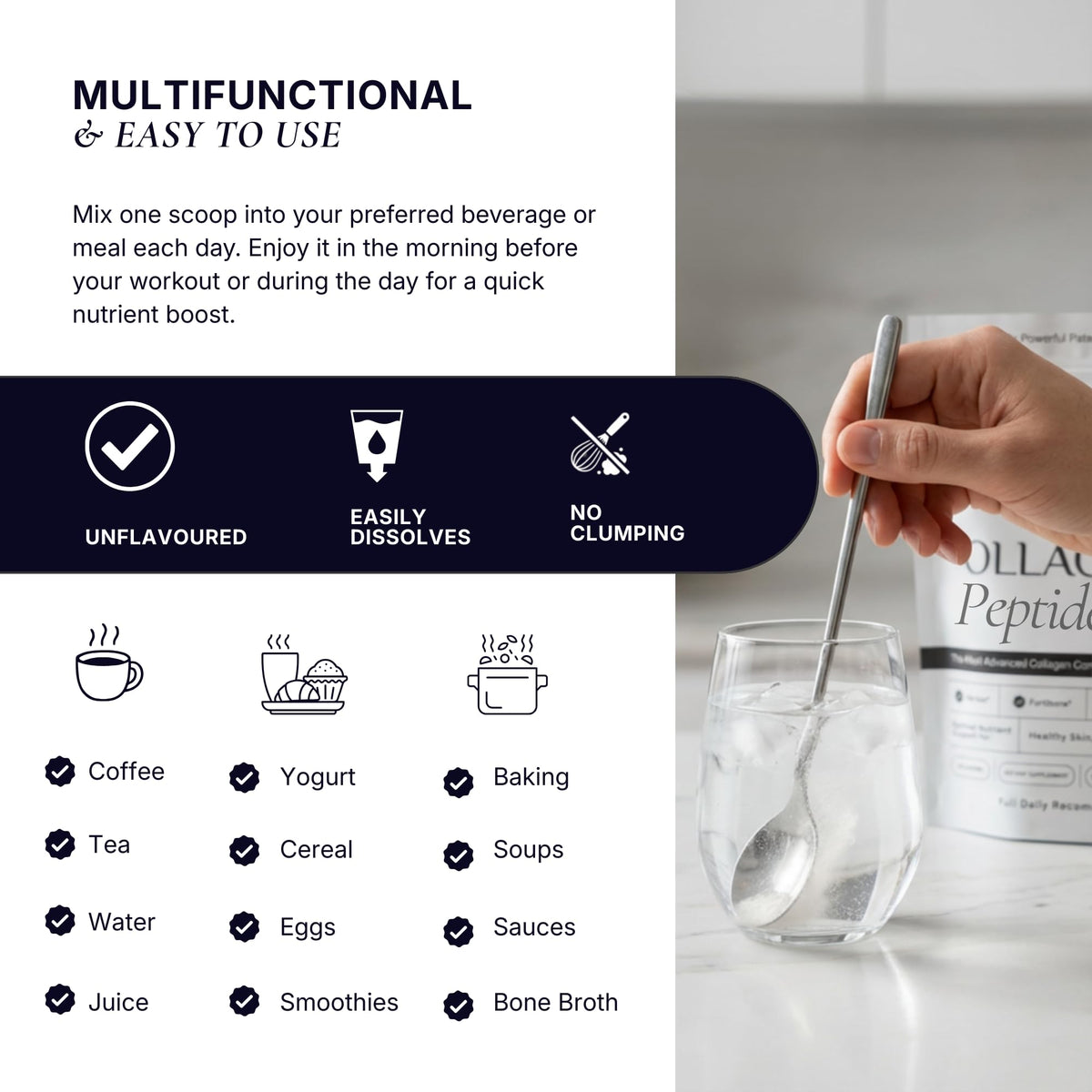 Poudre de collagène bioactif The Intelligent Health 349g avec ingrédients