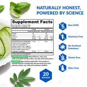 Poudre de collagène BioTrust à côté d'un smoothie