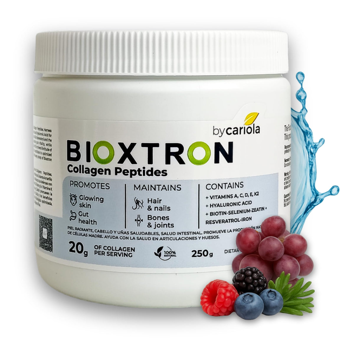 Poudre de collagène Bioxtron 250g vue de face