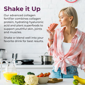 Poudre de collagène Body Kitchen dans un verre d'eau