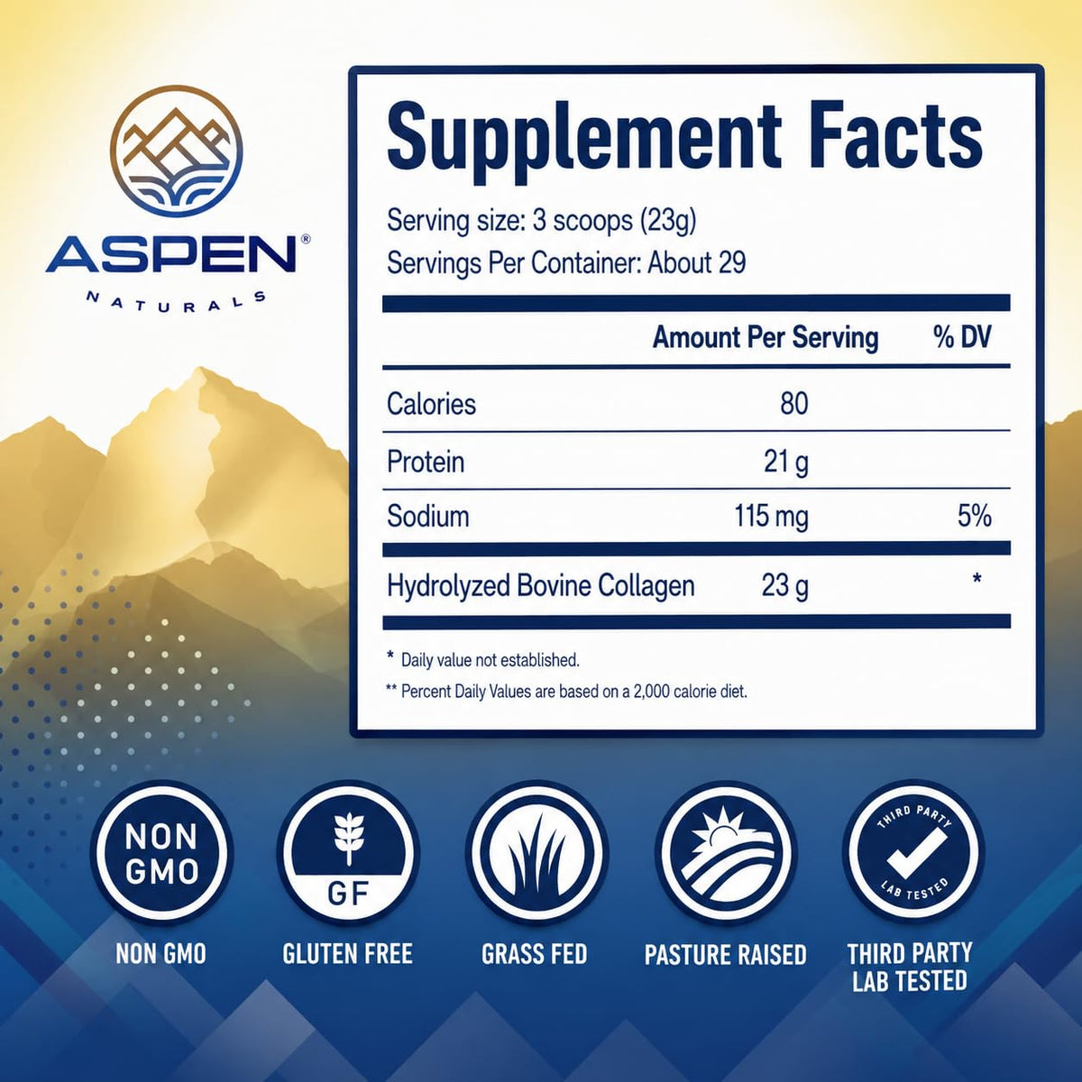 Poudre de collagène bovin ASPEN NATURALS avec des fruits