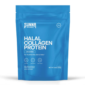 Poudre de collagène bovin halal SUNNA SUPPLEMENTS 250g, vue de face