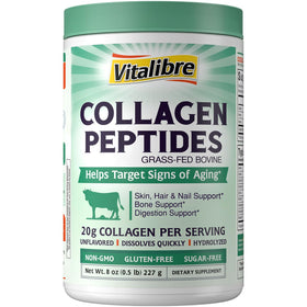 Poudre de collagène bovin hydrolysé Vitalibre 8oz vue de face