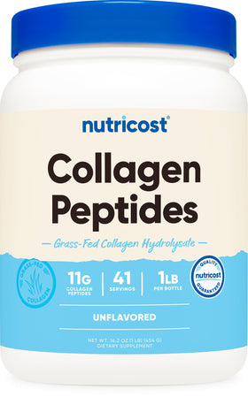 Poudre de collagène bovin Nutricost 454 g vue avant
