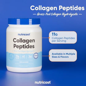 Poudre de collagène bovin Nutricost avec ingrédients