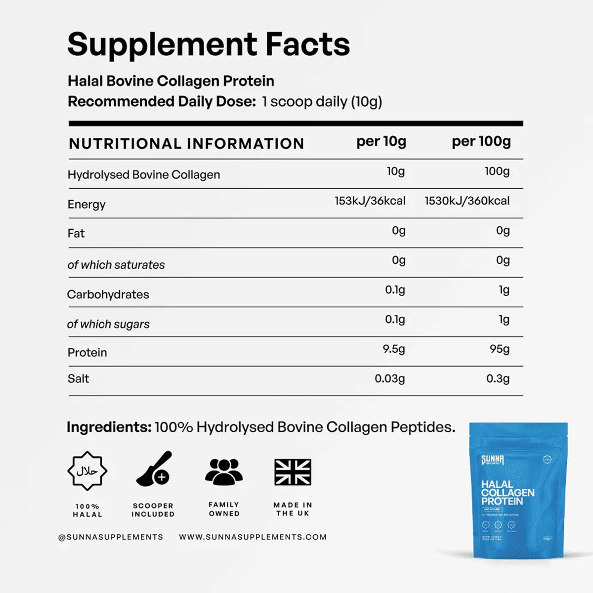 Poudre de collagène bovin SUNNA SUPPLEMENTS mélangée dans un smoothie