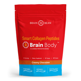 Poudre de collagène Brain Bean 1161g vue de face avec emballage chocolat