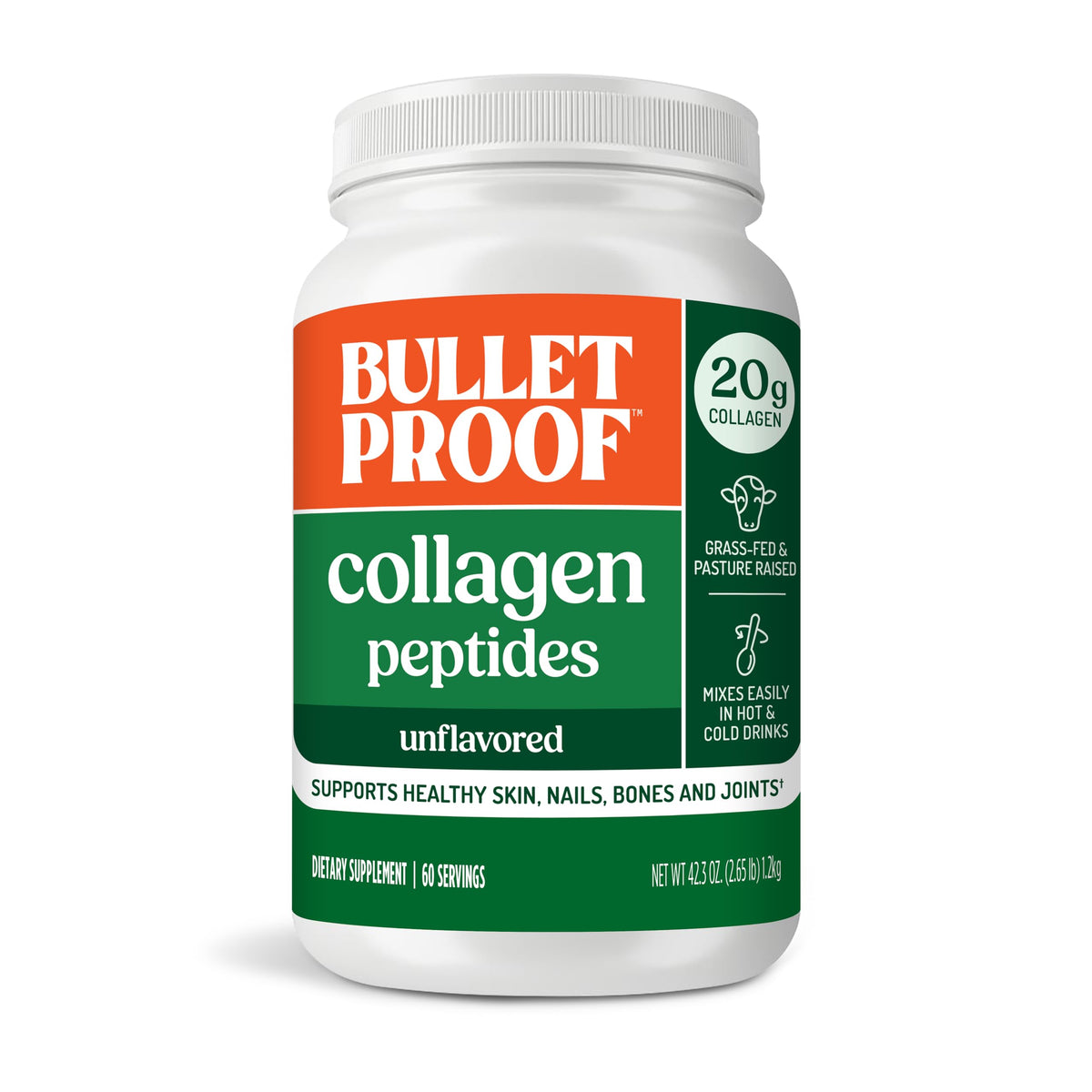 Poudre de collagène Bulletproof 1200g vue de face