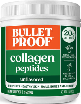 Poudre de collagène Bulletproof 508g, vue de face avec couvercle transparent