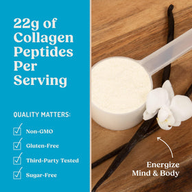 Poudre de collagène Bulletproof à côté d'un smoothie