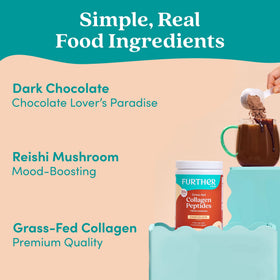 Poudre de collagène chocolat Further Food mélangée dans un smoothie