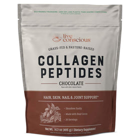 Poudre de collagène chocolat Live Conscious en milieu de vie quotidienne