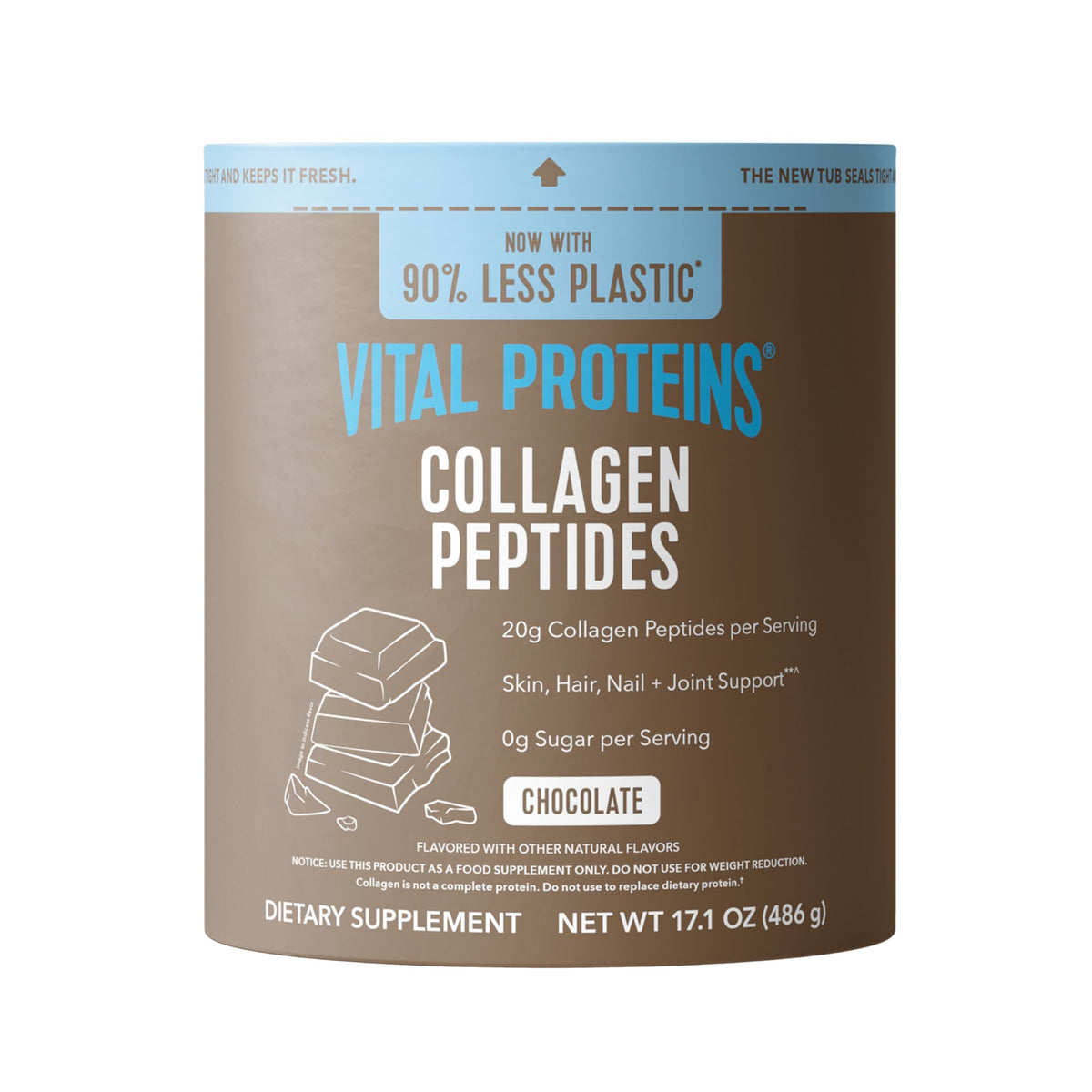Poudre de collagène chocolat Vital Proteins 531g vue de face