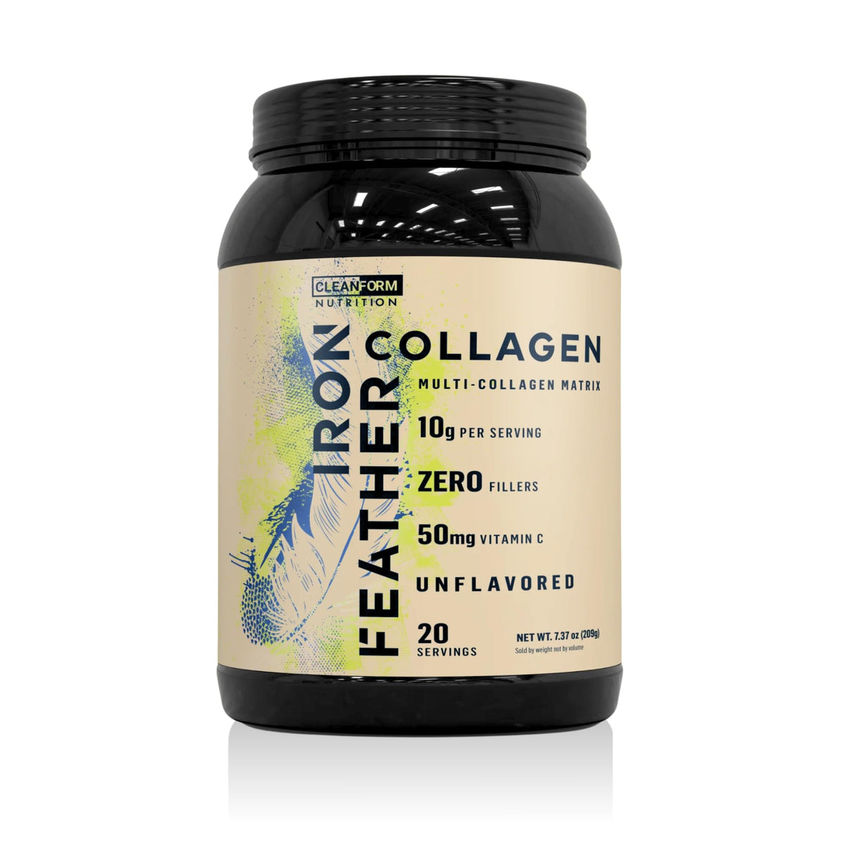 Poudre de collagène CleanForm Nutrition 290g vue de face