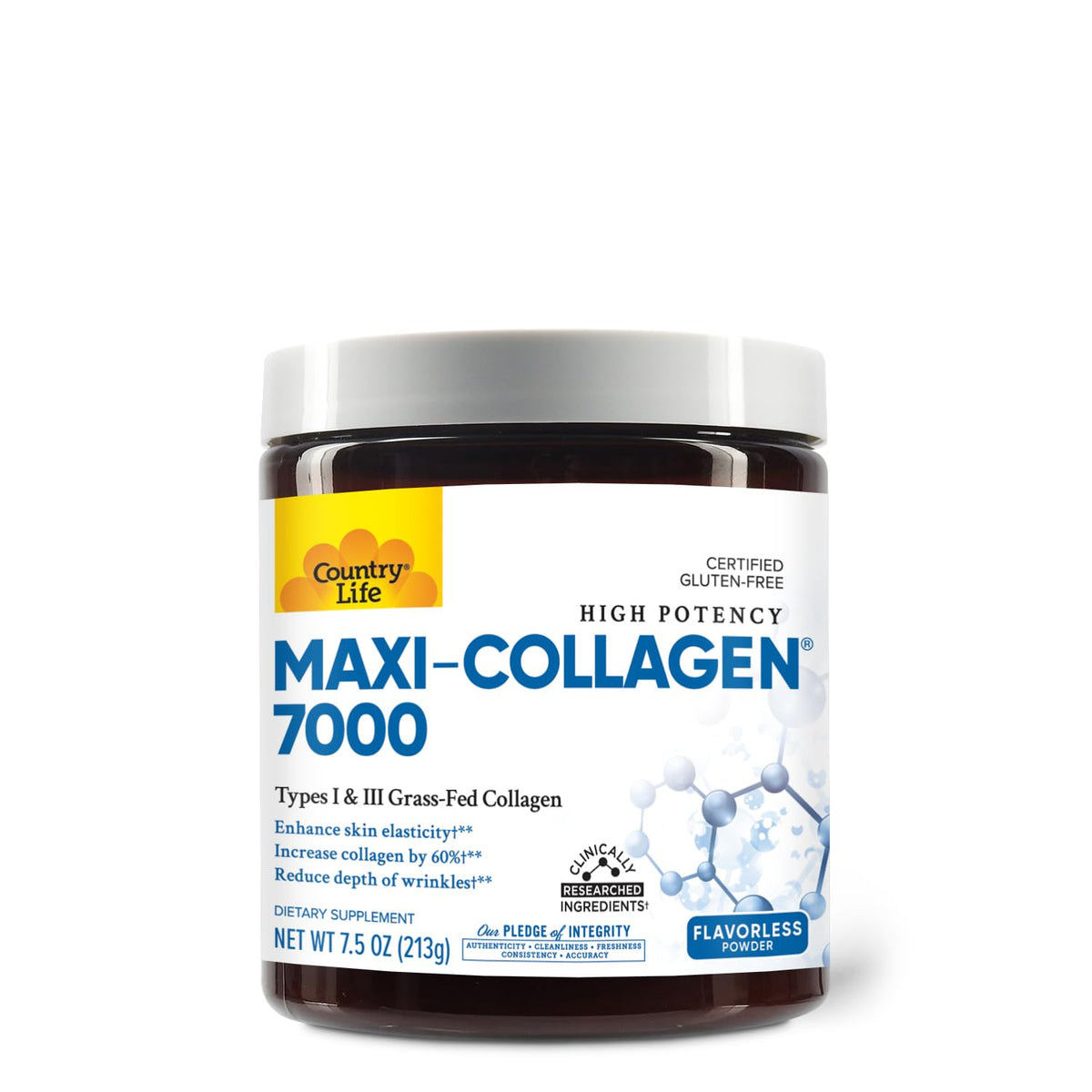 Poudre de collagène Country Life Maxi-Collagen 7000 vue de face