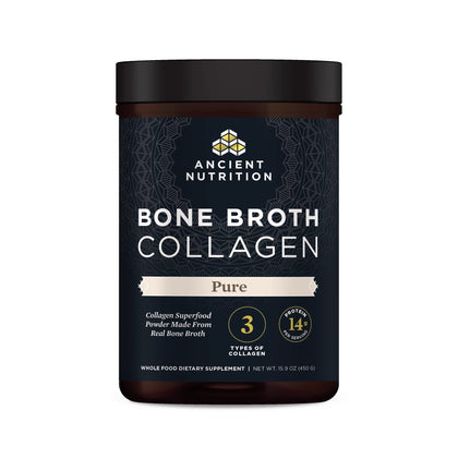 Poudre de collagène de bouillon d'os Ancient Nutrition 572g vue de face