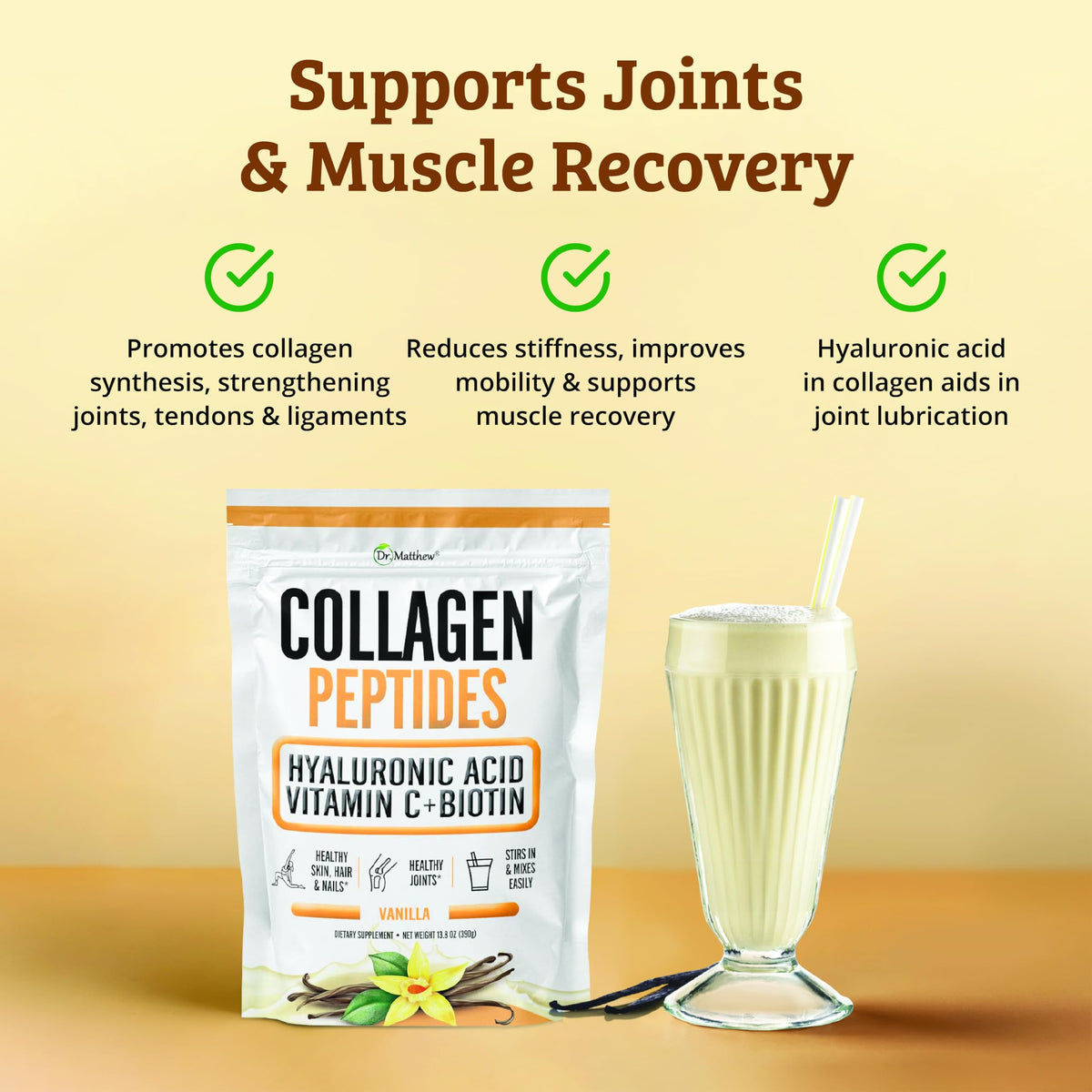 Poudre de collagène Dr. Matthew mélangée dans un smoothie