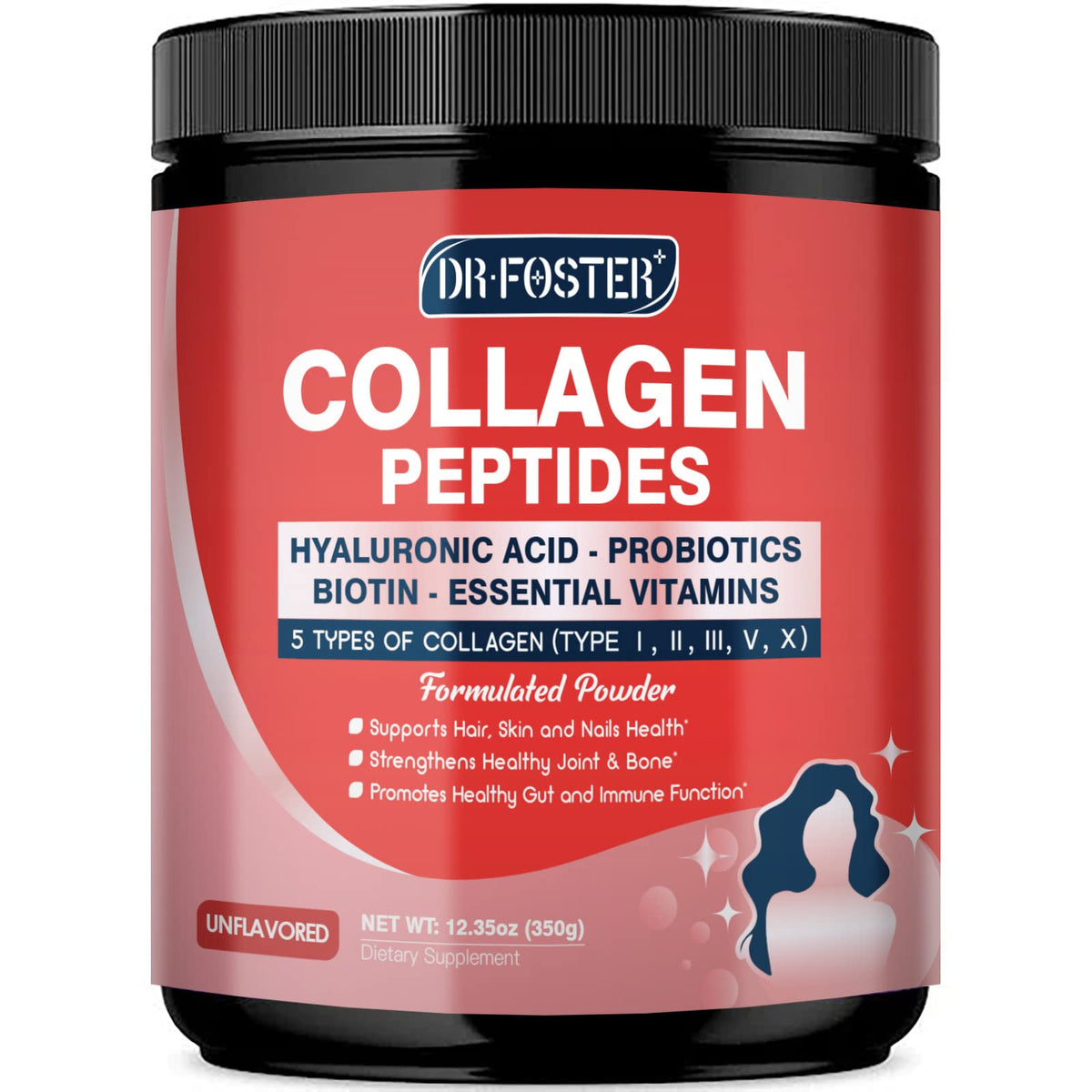 Poudre de collagène DRFOSTER multi peptides 405g vue de face
