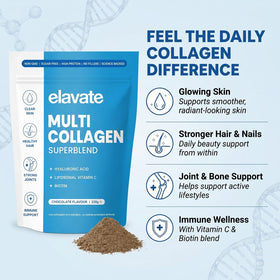 Poudre de collagène Elavate au chocolat 220g, vue arrière