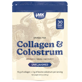 Poudre de collagène et colostrum MK Supplements vue de face