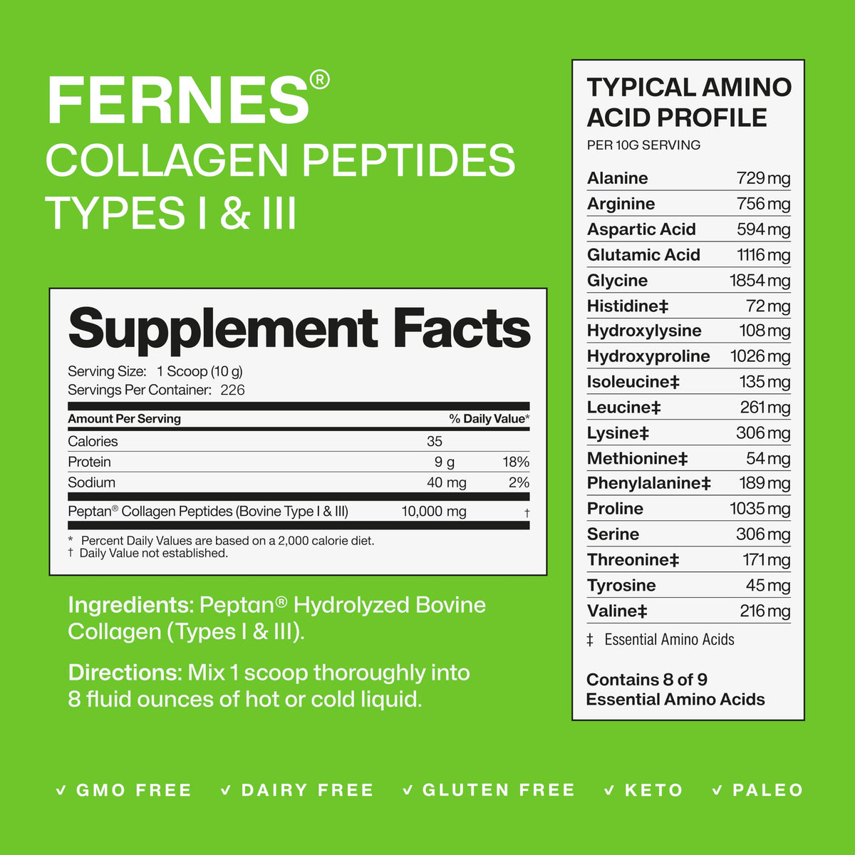 Poudre de collagène Fernes sur une table de cuisine