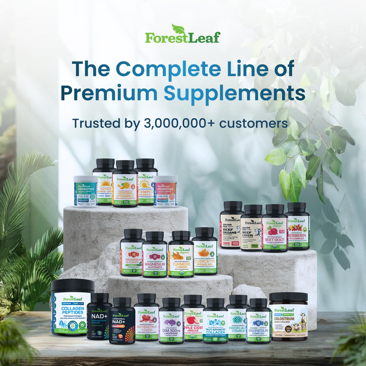 Poudre de collagène ForestLeaf 576g sur une table de cuisine