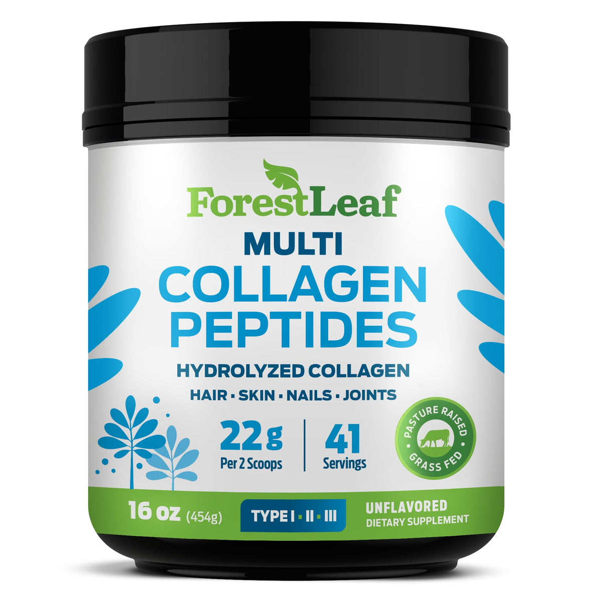 Poudre de collagène ForestLeaf 576g vue de face