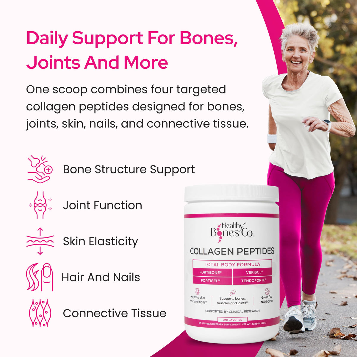 Poudre de collagène FORTIBONE avec mesure à côté