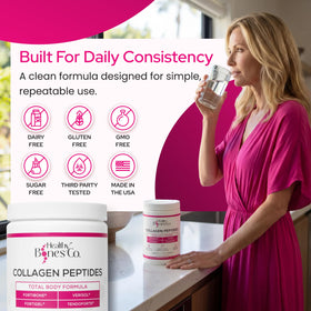 Poudre de collagène FORTIBONE en usage dans un smoothie