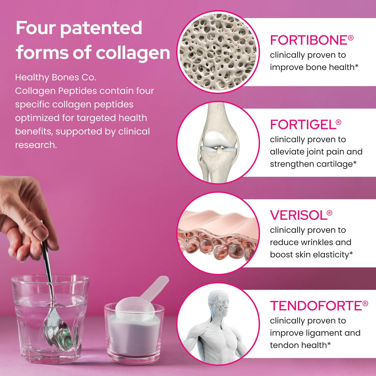 Poudre de collagène FORTIBONE sur une table avec des accessoires de fitness