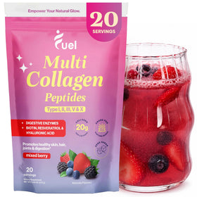 Poudre de collagène Fuel 322g saveur baie mixte vue de face