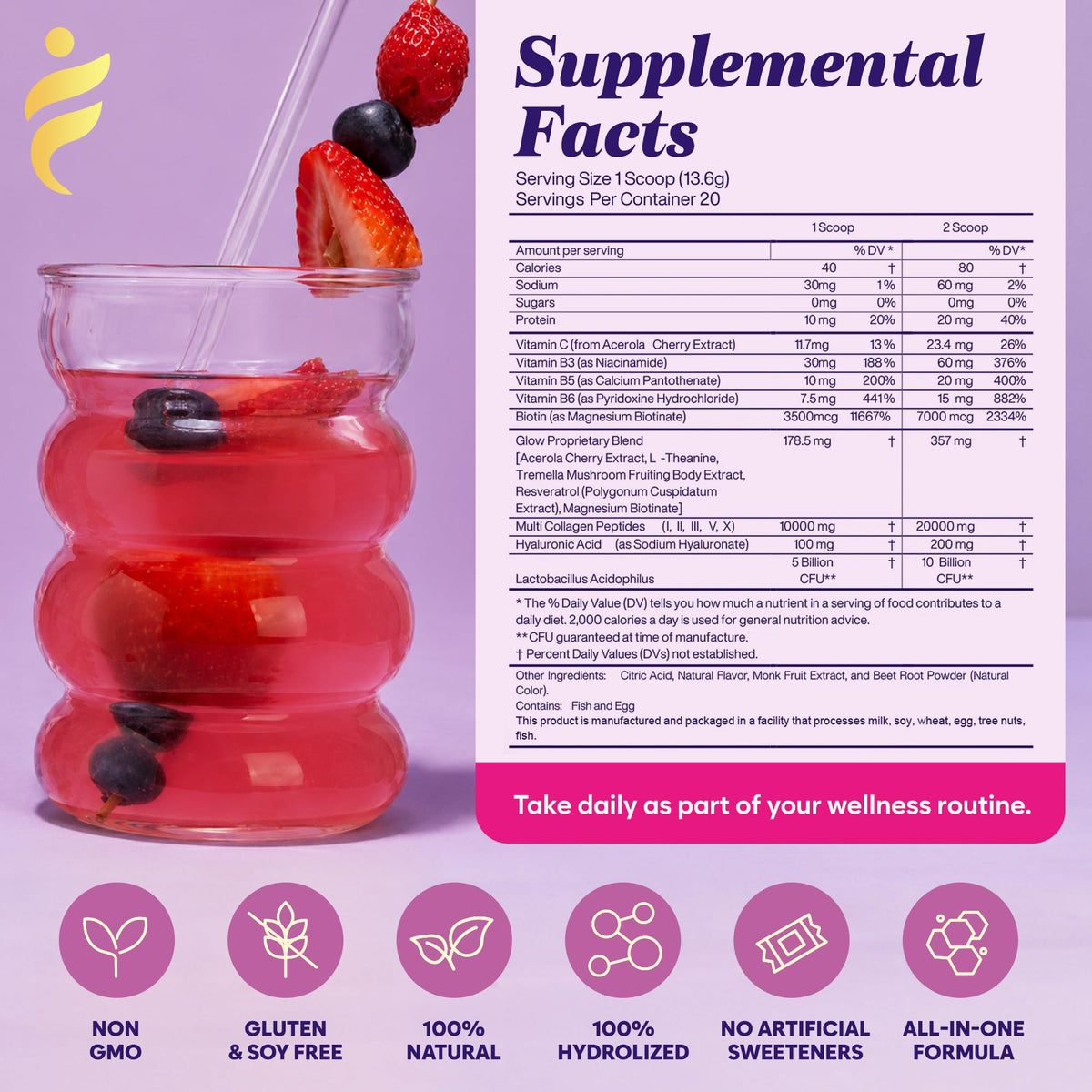 Poudre de collagène Fuel avec fruits frais