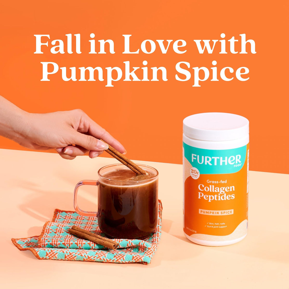 Poudre de collagène Further Food au Pumpkin Spice, vue arrière