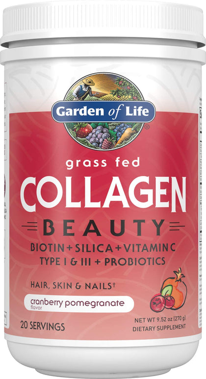 Poudre de collagène Garden of Life 358g saveur cranberry grenade vue de face