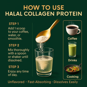 Poudre de collagène halal Generic 290g sur une table avec des ingrédients