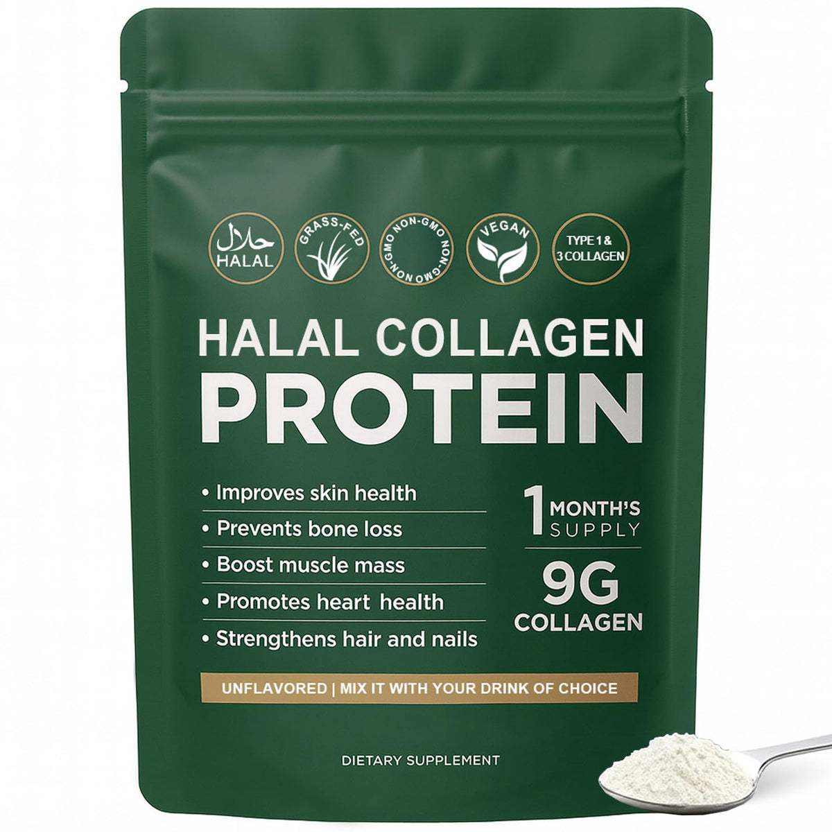 Poudre de collagène halal Lexenic 308g vue de face