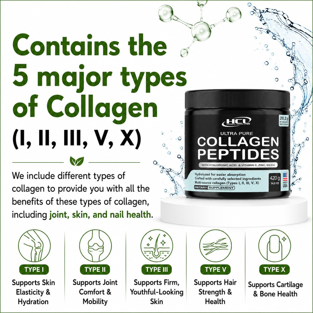 Poudre de collagène HCL HERBAL CODE LABS dans un smoothie
