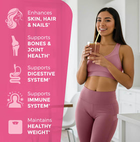 Poudre de collagène Health Revolution avec un fond blanc