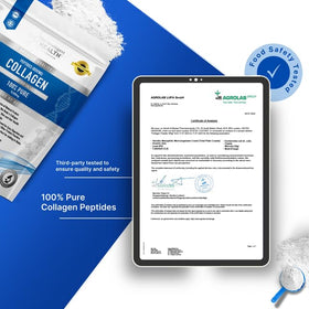 Poudre de collagène hydrolysé 200g mélangée dans un smoothie