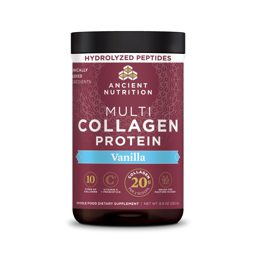 Poudre de collagène hydrolysé Ancient Nutrition vanille vue de face