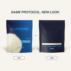 Poudre de Collagène Hydrolysé Blueprint 700g versée dans un verre