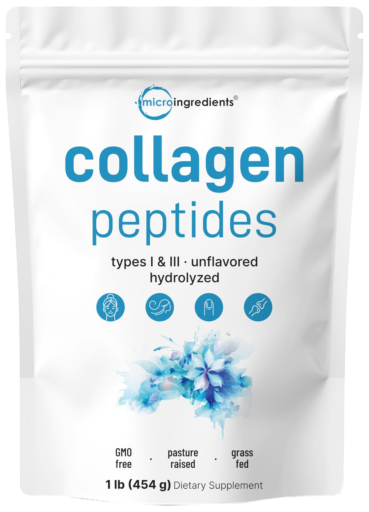 Poudre de collagène hydrolysé Micro Ingredients 472g vue de face