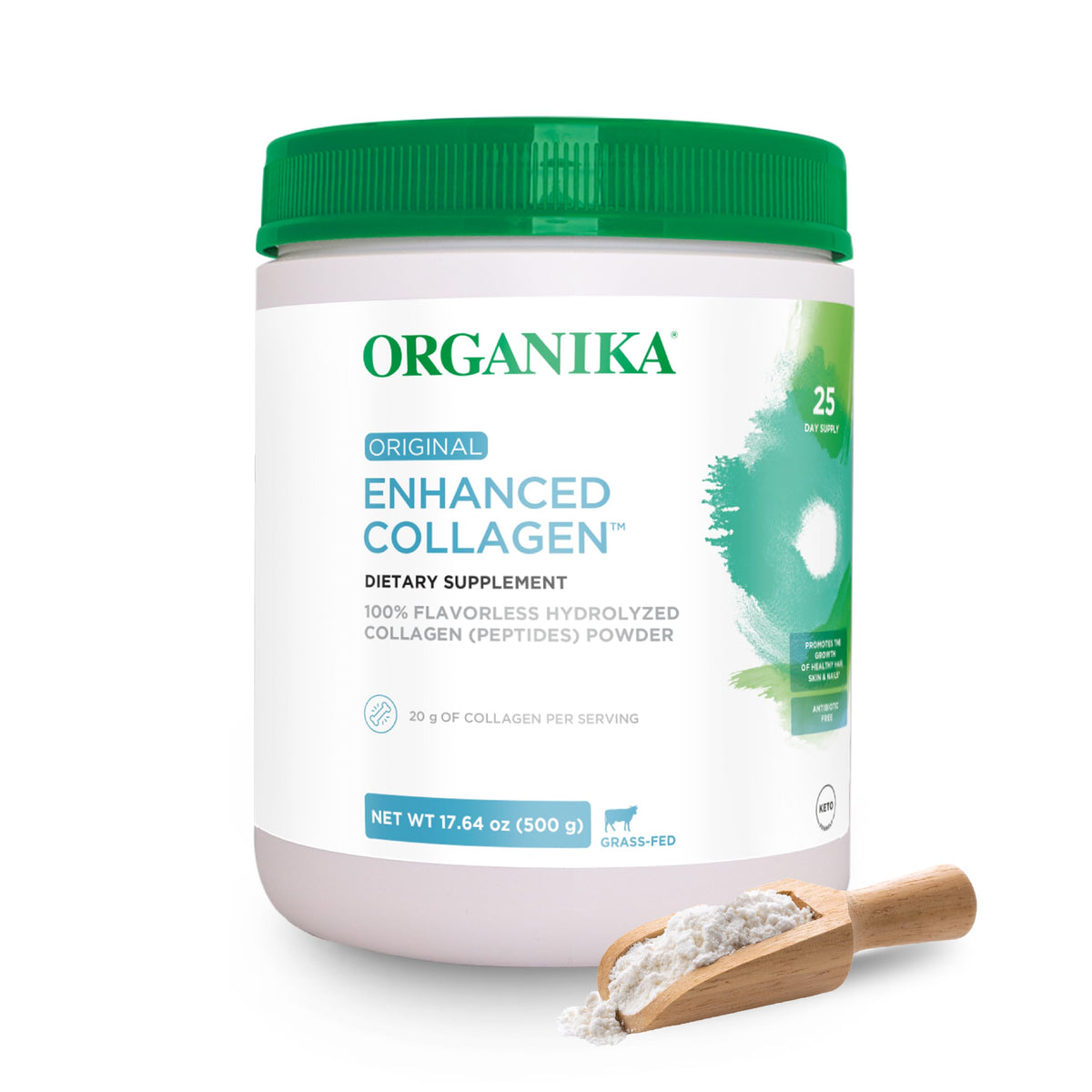 Poudre de collagène hydrolysé Organika 600g vue de face